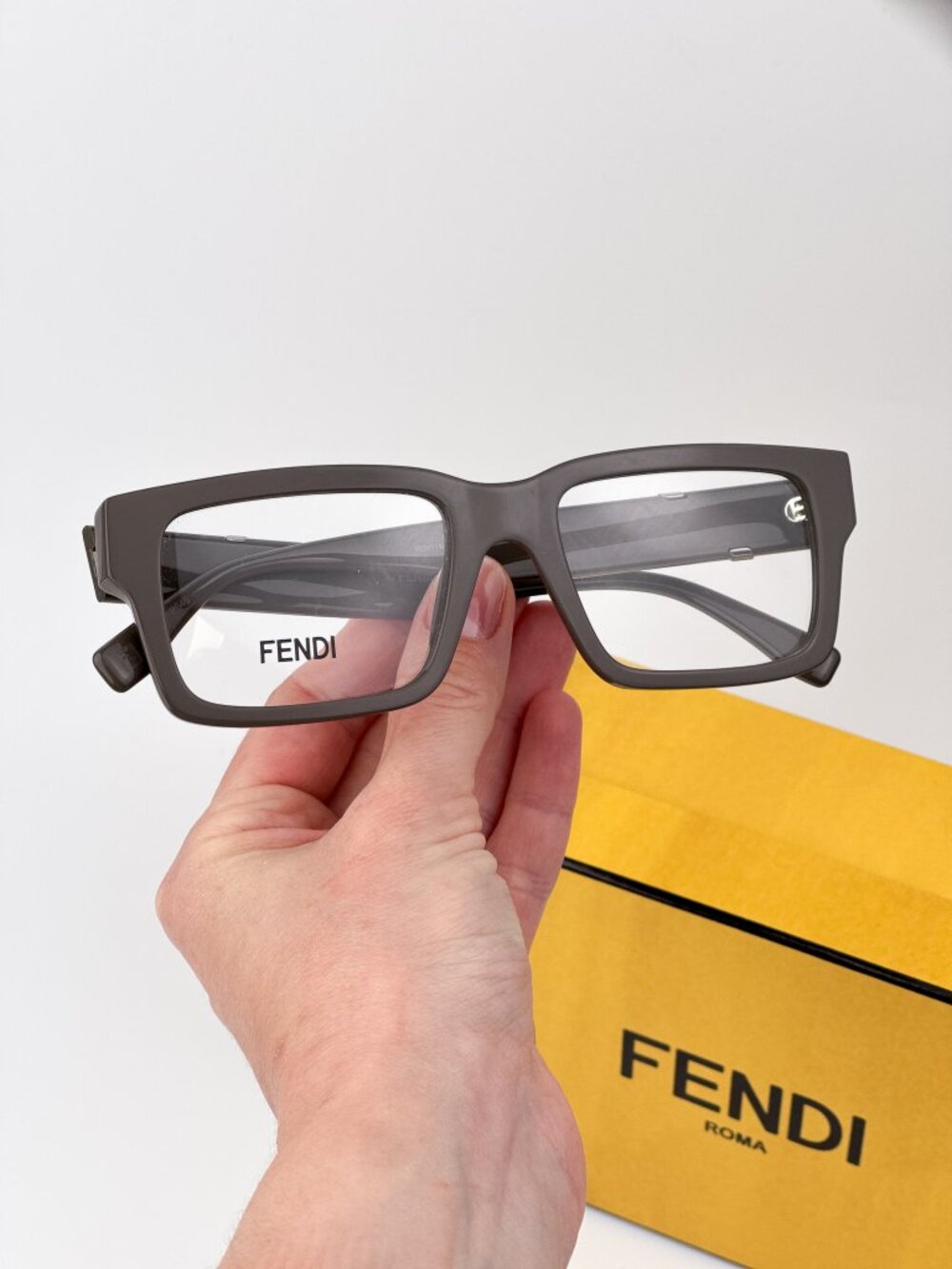 Fendi FE50114I 050 Rectangular Eyeglasses – Shiny Brown